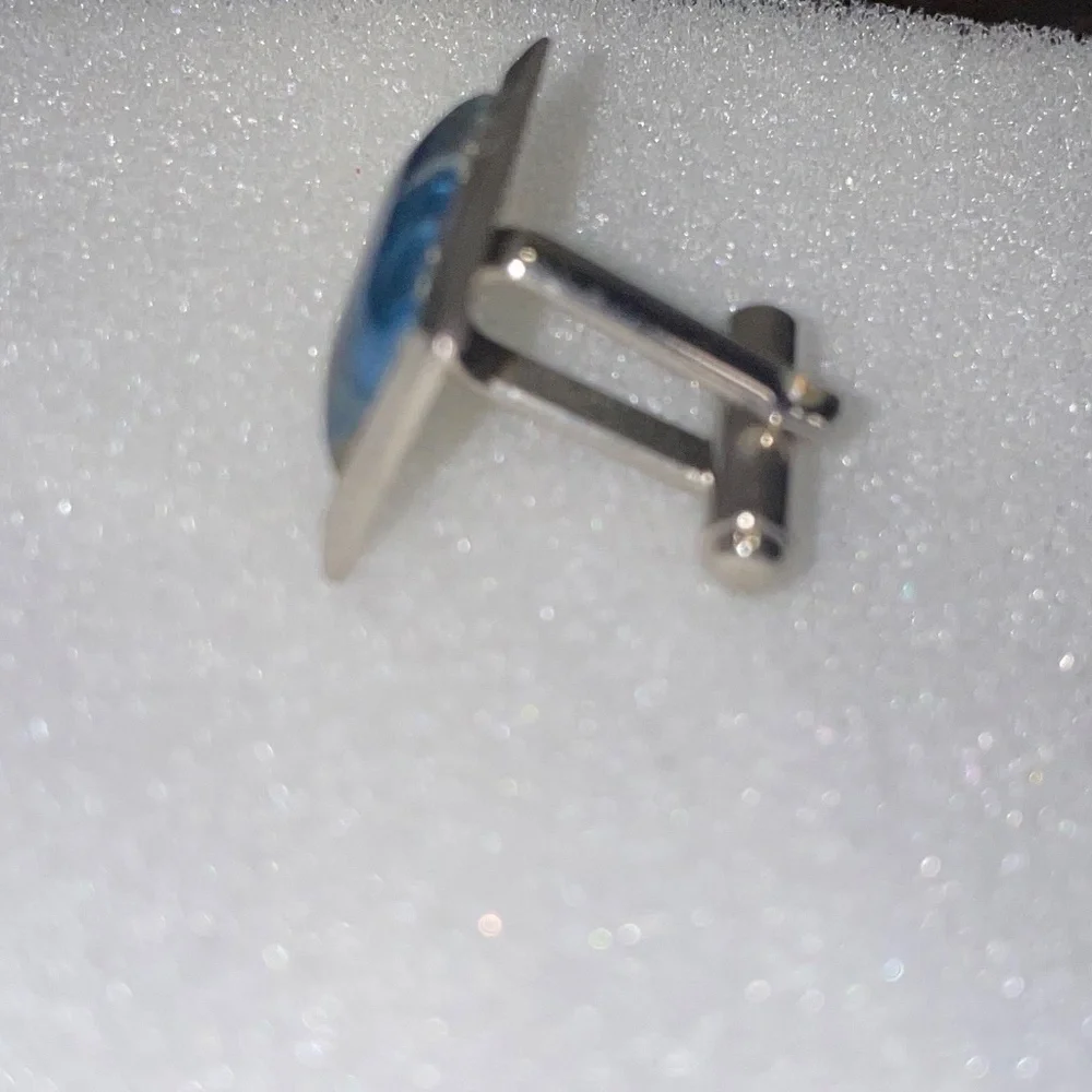 Replacement Lost SINGLE‎ Vintage Cuff Link Blue Stone & Silver